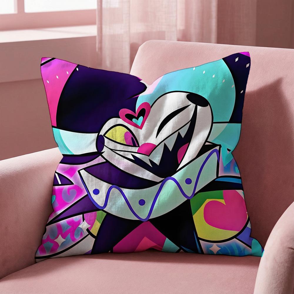 H-Helluva Boss CARTOON Cushion Cover Multi-Scene Pillow Cover for Home & Car - Reversible, Soft & Durable for Daily Use