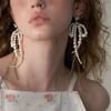 French Retro Pearl  Bow Tassel Dangle Earrings For Women  Elegant Tassel Jewelry Party Gifts