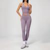 Damen-Grenzüberschreitende Cremefarbene Yoga-Kleidung: Tief ausgeschnittenes Neckholder-Oberteil, Hohe Taille, Po-Hebendes Sport-Yoga-Set