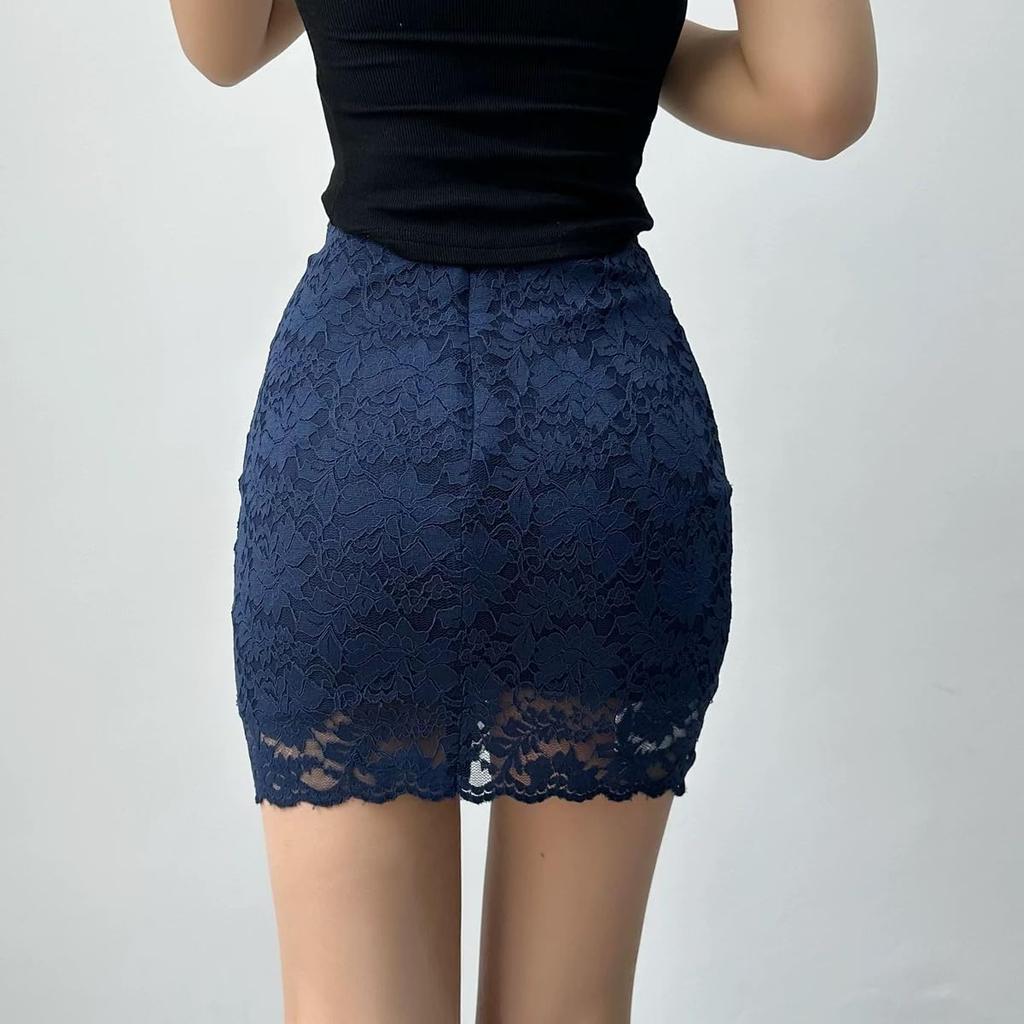 Syvent Lace Tight Mini 12F063 Women's All-Lace Office/Commuter Skirt, Skirt, Spring/Summer Skirt,