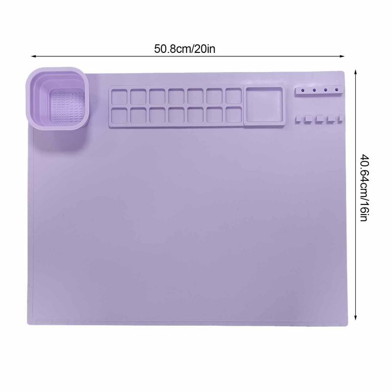 Silicone Craft Mat with Collapsible Cleaning Cup, Non-Stick Washable Painting Palette Pad for Kids Artists DIY Oil Art Drawing Tools