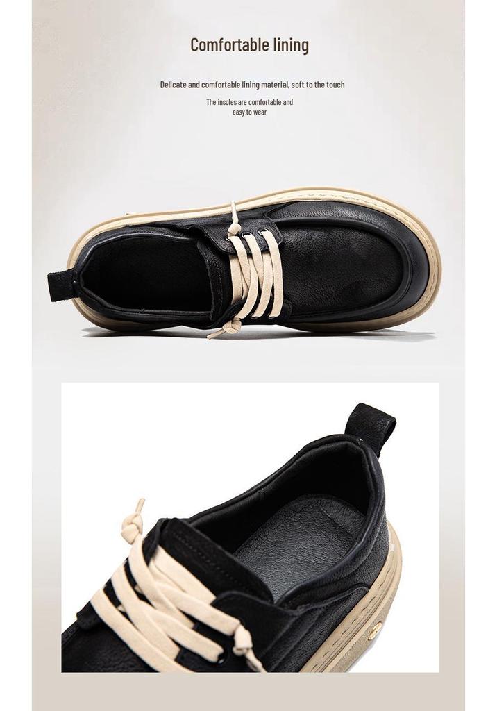 Men's Light Luxury Casual Slip-On Sneakers with Thick Sole and Wide Toe for Autumn