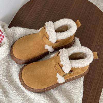 Botas de neve de sola grossa infantil novo inverno empilhadas engrossadas antiderrapantes quentes moda lã algodão sapatos sapatos femininos