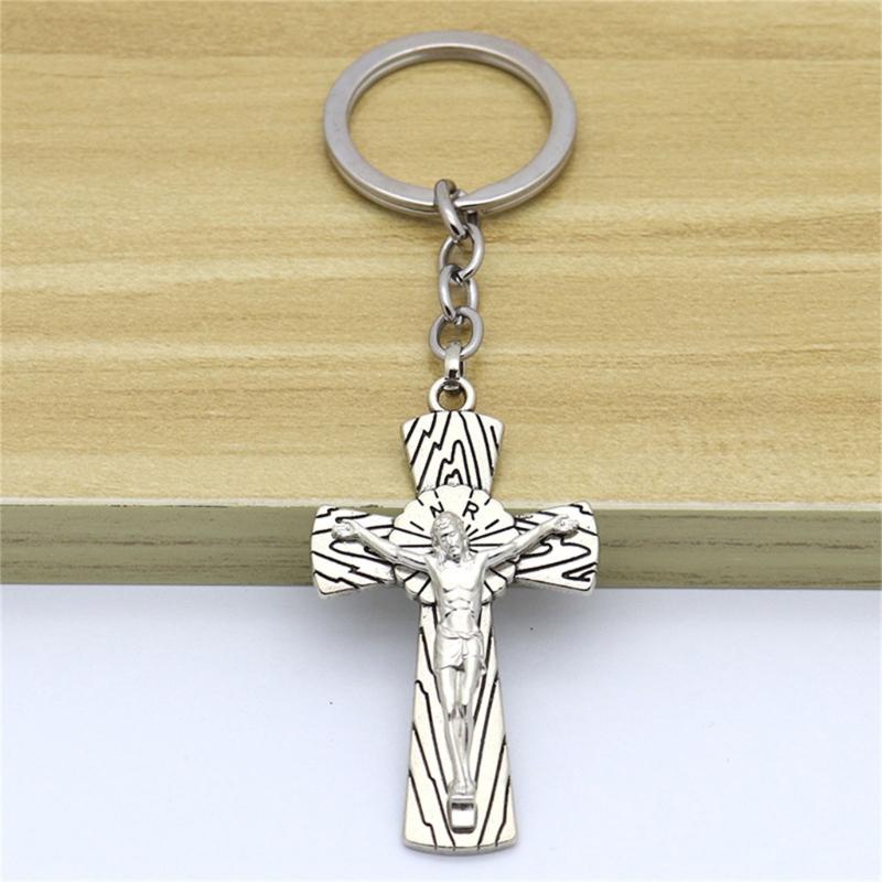 Cross Keychains Key Rings Religious KeyChains For DIY Car Hanging Simple Jewelry Handmade Gift