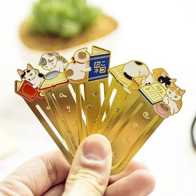 Kawaii Metallbokmärke Katt Skol- och Kontorsmaterial Japansk Stil Sidnumrering Märken Gåvor