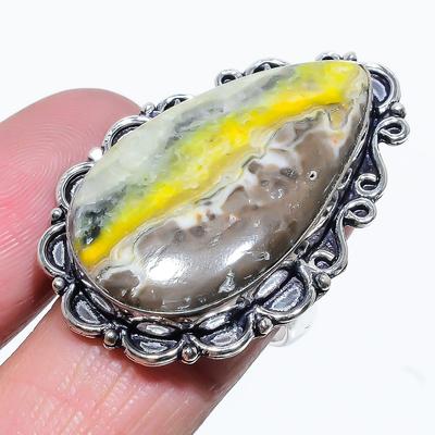 Natural Bumblebee Jasper Gemstone 925 Sterling Silver Gift Ring Size 9 a3S93