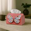 1pc Contemporary Decorative Folk Tissue Holder - Butterfly Floral Pink, 17.02*25.91cm, Perfect for Kitchen, Living Room, Bedroom, Bathroom - Festive D