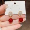 Fashion Delicate Korean Style Zircon Pearl Drop Earrings For Women