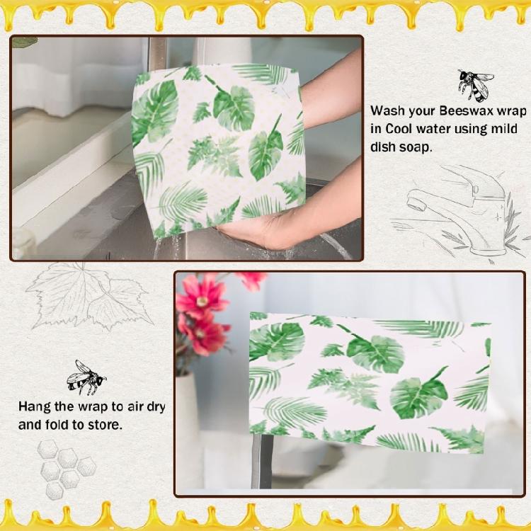 Stylish Beeswaxs Food Wrappers Set of 3 Keeps Food Freshness Naturally Sturdy Cotton Home Accessory for Organization