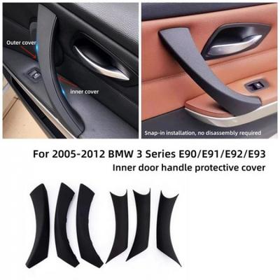 ABS Interior Door Handle Panel Pull Cover Trim Kit For BMW E90 E91 E92 E93 Black