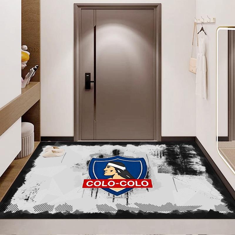 Colo-Colo Football Club Grunge Texture Crest Print Area Rug Chilean Soccer Fan Non Slip Rectangular Floor Mat Gaming Room Football Fan Home Decor Rug