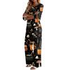 Women's Casual 2 Piece Outfit - Crewneck 3/4 Sleeve Loose Fit Top and Long Pants