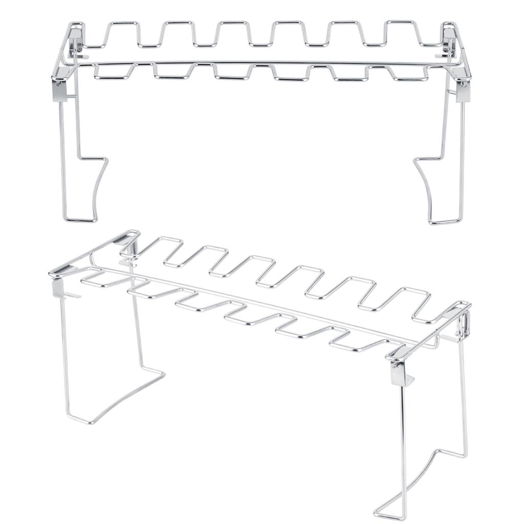 2pcs Stainless Steel Chicken Wing Leg Grill Rack Folding Barbecue Oven Roaster Stand