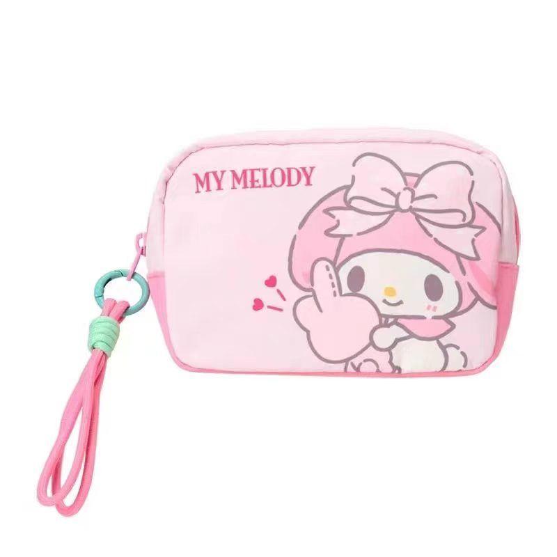 Cartoon HelloKitty Square Cosmetic Bag Women Portable Earphones Lipstick Sanitary Napkins Storage Pouch Purse Makeup Zipper Bags