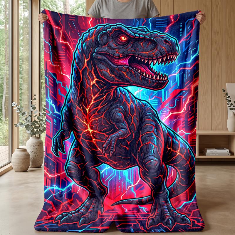 Crystal Dinosaur Fantasy Blanket Personalized Name Flannel Blanket Soft Cozy Plush Throw for Sofa Bed Lightweight Home Decor