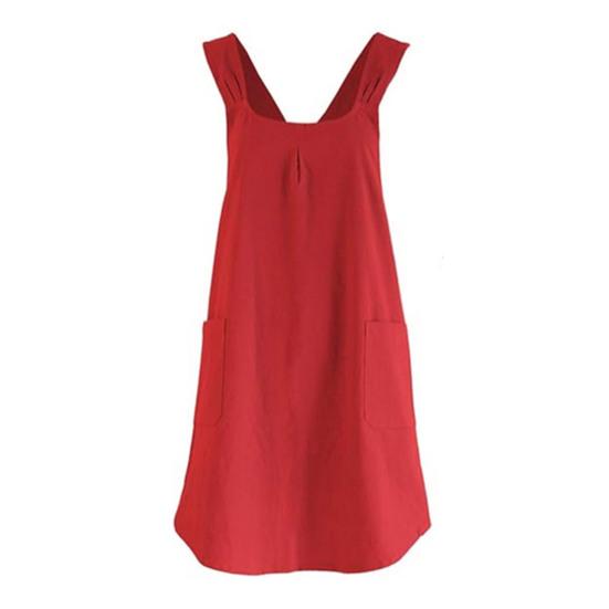 Baumwoll-Leinen Kreuzrücken-Schürze für Damen Herren Koch Japanischer Stil Schürzenkleid mit Taschen zum Kochen Backen Gartenarbeit