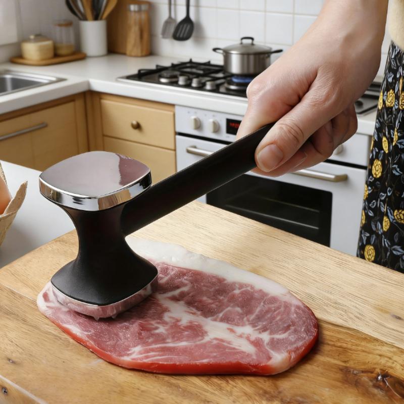 1pc Meat Tenderizer Hammer Heavy Duty Kitchen Tool with Stainless Steel Head &Rubber Grip for Steak Pounding Cooking Accessories