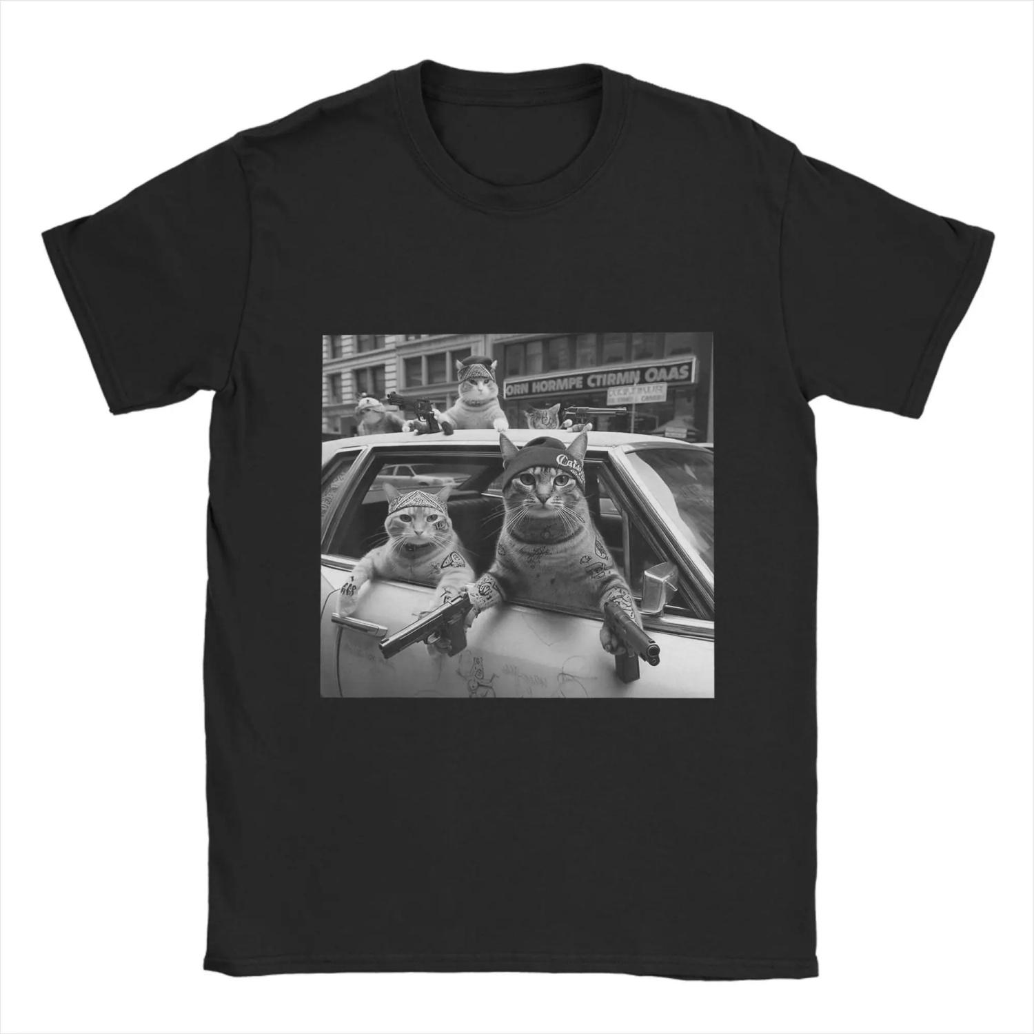 

Funny Cat MeMe T-Shirt Summer Cotton T-Shirts For Man Hip Hop Pattern Tshirt Short Sleeve Vintage Top Tees S чёрный