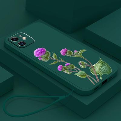 N75 Butterflies Flowers with Lanyard Silicone Straight Edge Phone Cases for iPhone 15 Pro Max Samsung A54 A14 S23 S24 Ultra S20 FE Shockproof Cover