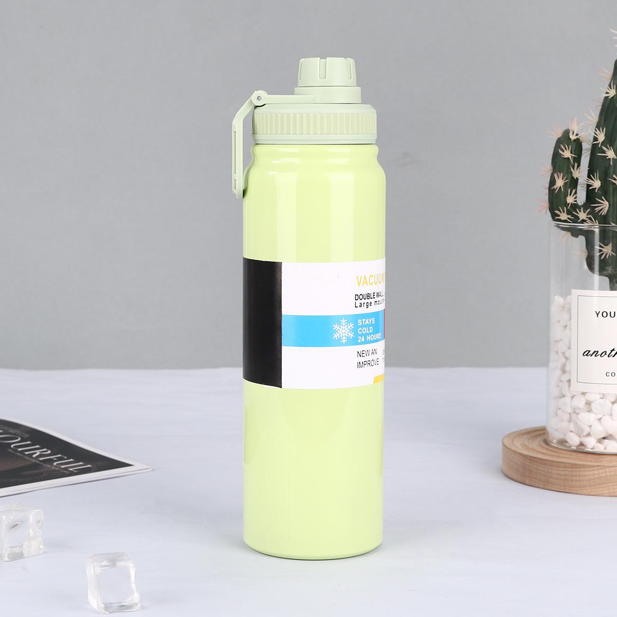 

Новый двухслойный нержавеющая сталь устойчивый к падениям портативный уличный фитнес-ремень с ручкой спортивный прямой напиток большой емкости чайник 800ml