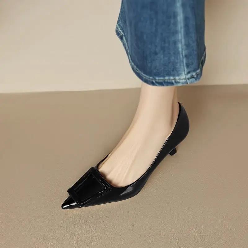 Fashion Apricot Stilito Pointed Toe Ladies Pumps Leather Casual Non Slip Spring Wholesale Summer 2025 Footwear Shoe On Y2k Women's Shoes