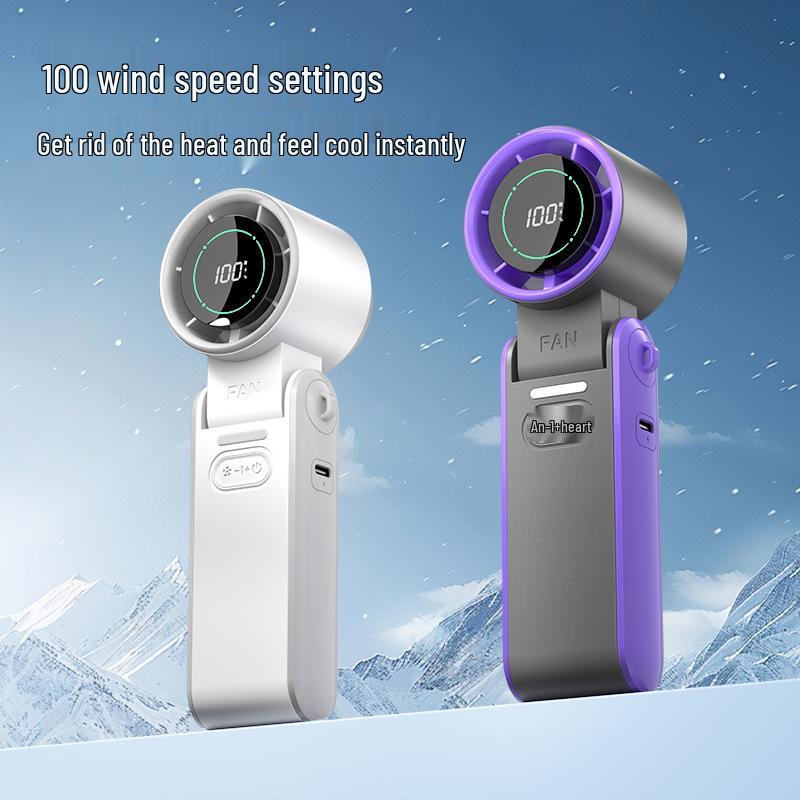 Portable Foldable Neck Fan with Digital Display & Stepless Speed