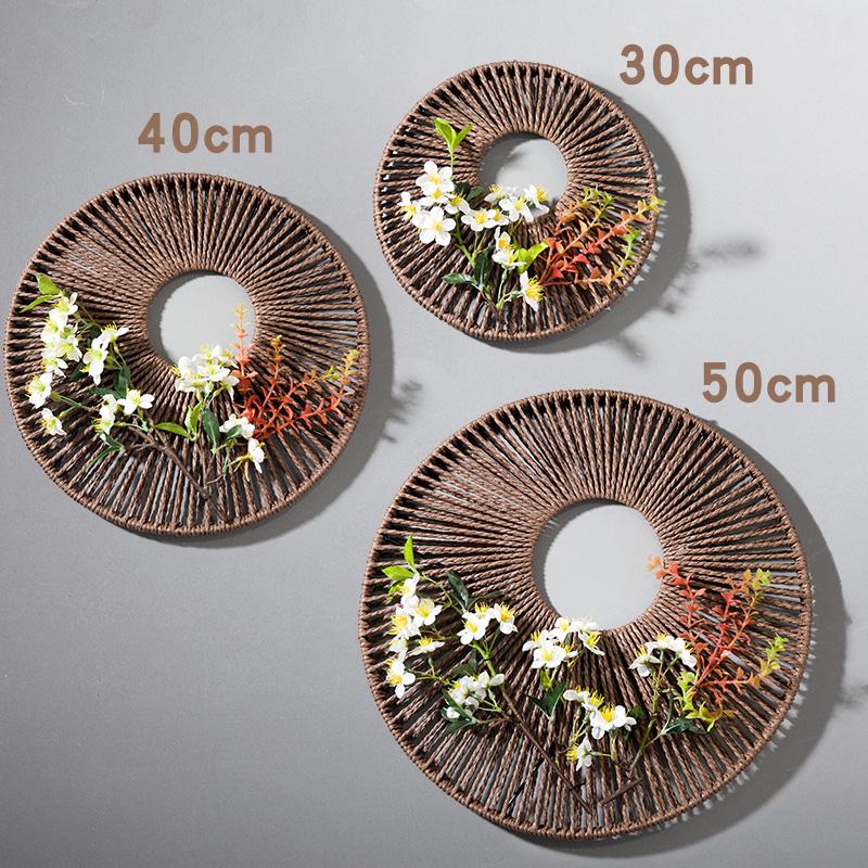 Rattan Woven Round Wall Decor for Living Room Background Wall Macrame Hanging