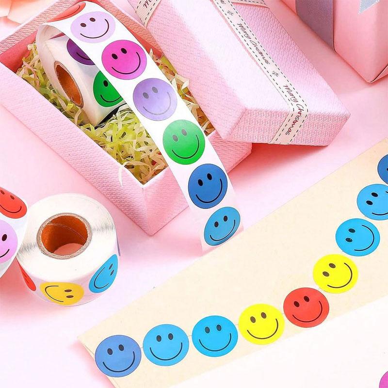 500 Stück Bunte Smiley-Gesicht Aufkleber Rolle 1 Zoll Niedliche Glückliche Emoji Belohnungsaufkleber für Party Geschenk Dekoration DIY Persönliches Hobby
