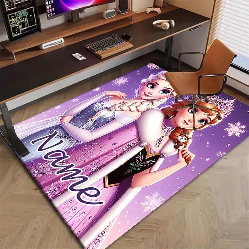 Custom Frozen Mat Personalized Name, Polyester Washable Indoor Entryway Rug, Gift for Christmas, Easter, Thanksgiving Day