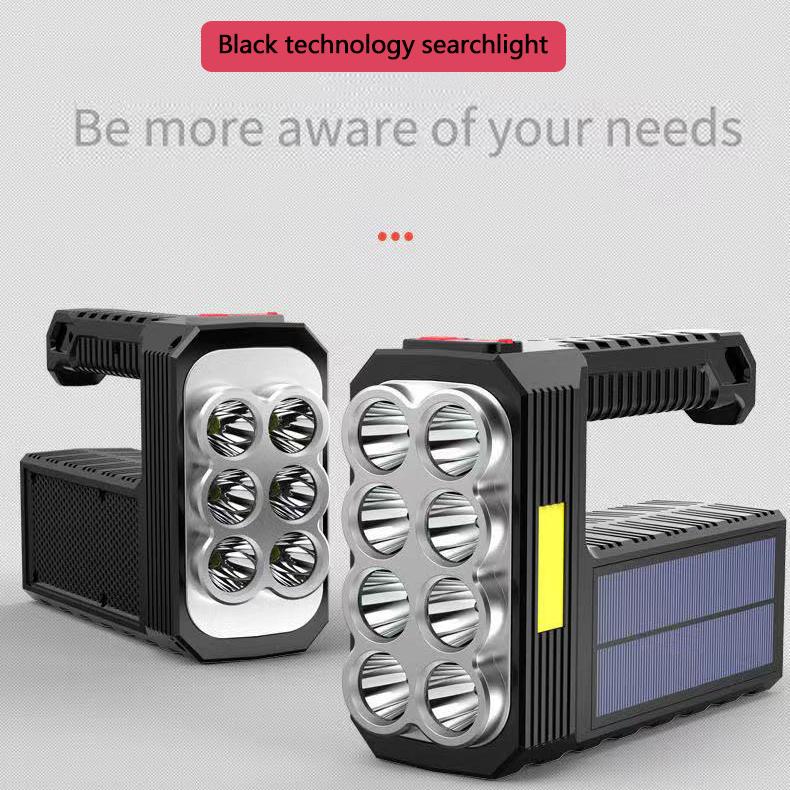 Solar Rechargeable USB Flashlight Super Bright 8 Led Flashlight Portable Searchlight Long-range