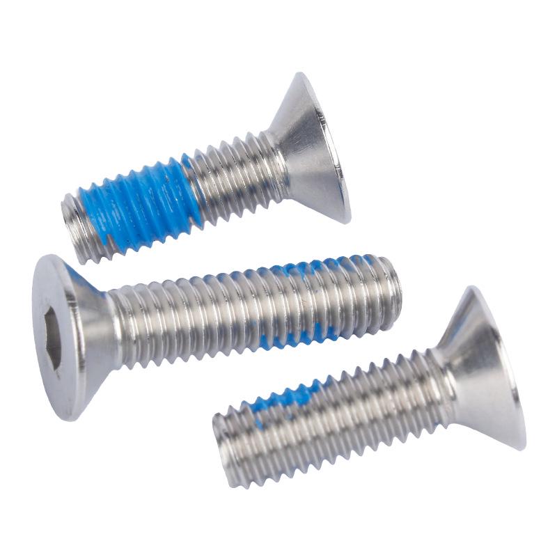 Blue Loctite M2-M6 Hex Socket Countersunk Screws: 304 Stainless Steel, Flat Cup, Anti-Loosening