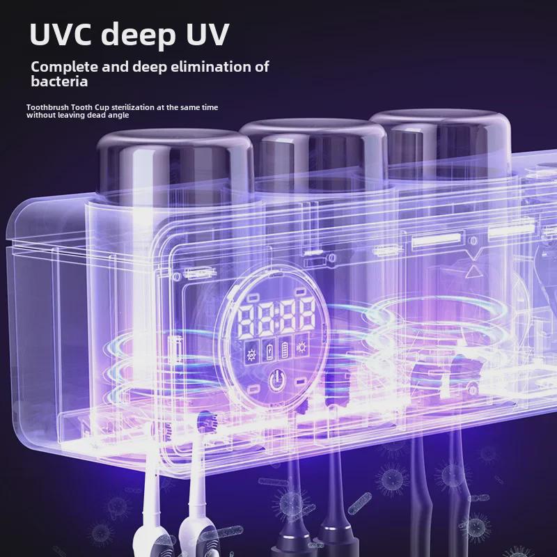 Smart Wall-Mounted Toothbrush Holder with UV Sterilizer, Toothpaste Squeezer, and Dryer