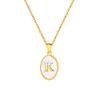 Vnox Women's Pretty Letters Necklace, Stainless Steel Oval White Shell Letter A-Z Pendant, Gold Color Jewelry Gifts