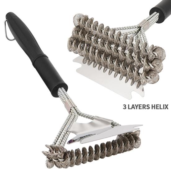 Grill Brush Bristle Free 16.4" Stainless Steel Grill Brush for Outdoor Grill Cleaning Heat-Resistant BBQ Brush with Scraper Grilling Accessories Gifts