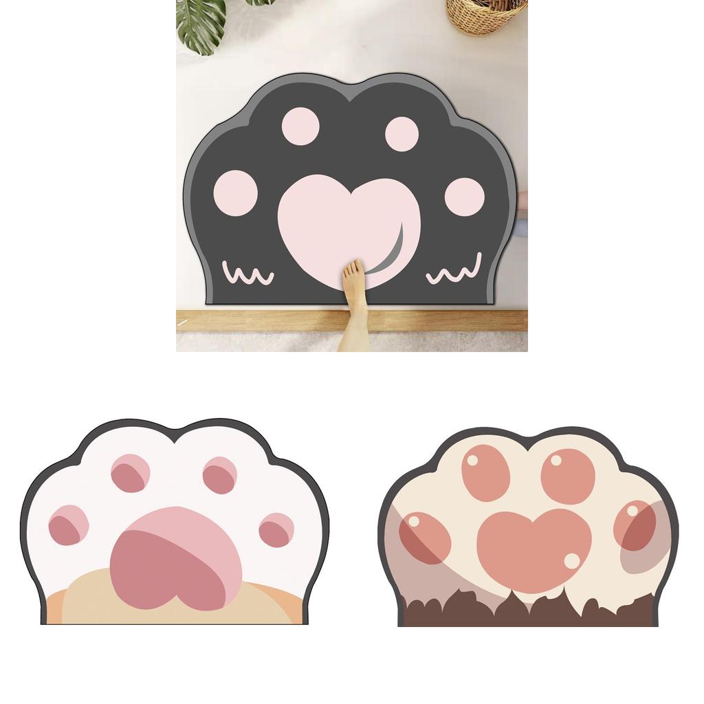 Cartoon Cat Paw Bath Mat With Waterabsorbing Silicone Fabric For Bathroom And Toilet Entrance