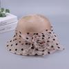 Polka Dot Top Hat Women's Summer Dome Organza Flower Socialite Style Foldable Fisherman Hat Sun Protection Large Brim
