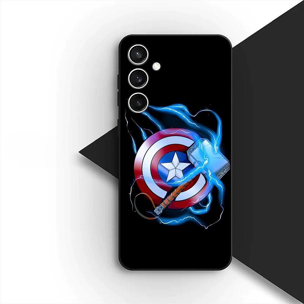 Phone Cover for Samsung Galaxy S25 S24 S23 FE Ultra Plus S7 Edge S25+ S23+ A56 5G Casing Soft Case Captain America Shield Marvel