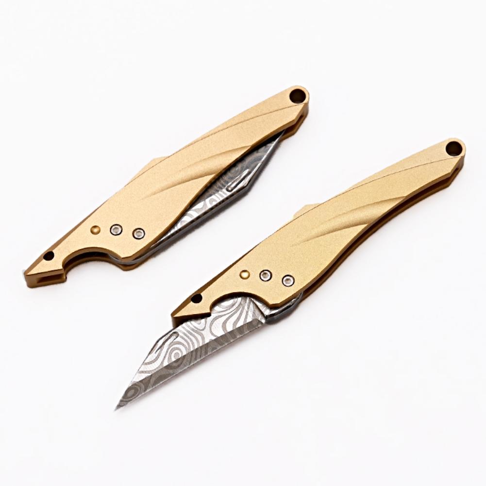 Portable Titanium / Brass / Aluminum Mini Pocket Knife Camping Outdoor Survival Fodiing Knife Keychain EDC Gadgets