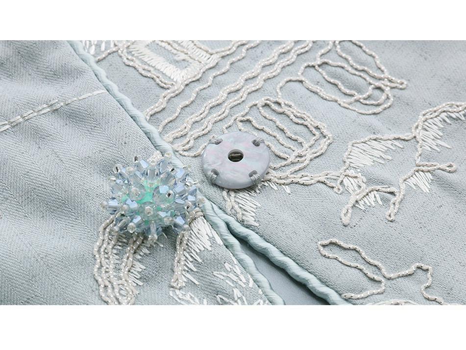 Spring 2025 Women's Embroidered Round Neck Jacket - High-End Chinese National Style, YE6351