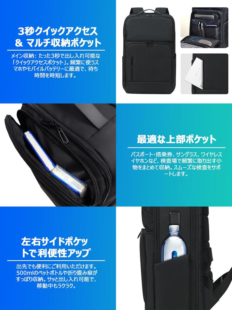 Business Large Capacity with USB Laptop Multifunctional Suitable for Business Airline [KINGSLONG] Men's Backpack, 25L, Port, 17.3-inch Compartment,
