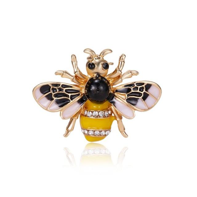 Voguish Stylish Enamel Insect Series Brooches Women Men Delicate Little Bee Pin Brooch Crystal Stone Rhinestone Brooches Pin Jewelry Souvenir