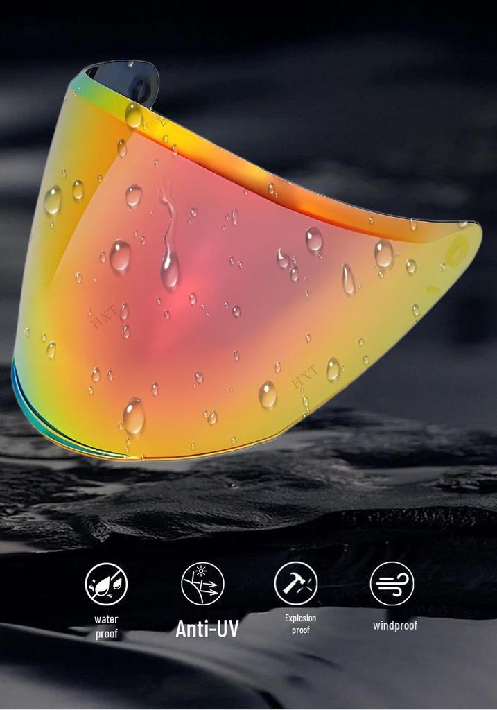 Mirror Visor for OF626 COMPASS Half Helmet with Sun Protection, Electroplated, Day and Night Use