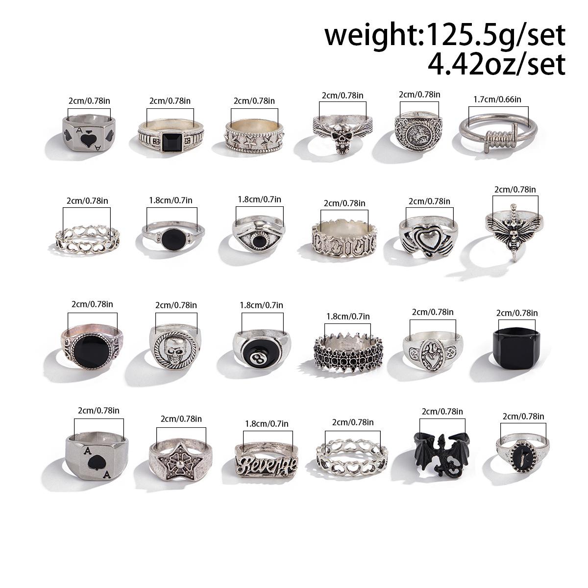 Преувеличенный и Доминирующий Мужской Набор Колец Хип-Хоп Горячая Распродажа Кольцо Мужские Модные Персональные Ювелирные Изделия Antique silver 06049