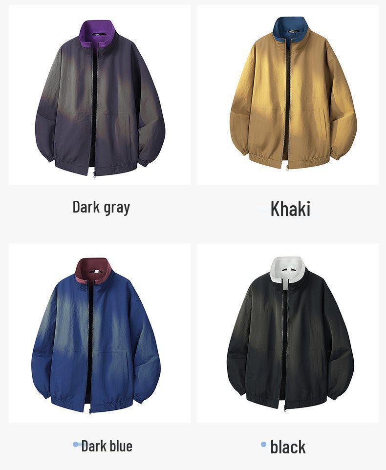 Unisex Retro Color Block Lapel Jacket for Spring/Autumn 2026 - No-Hood Baseball Style