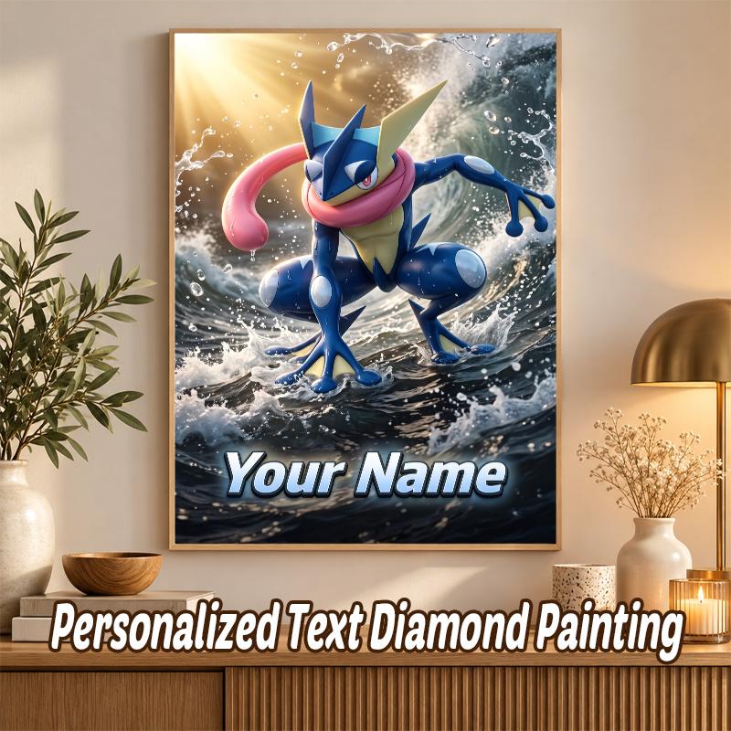 Greninja Custom Name Diamond Painting Personalized 5D Full Drill DIY Diamond Art Home Decor