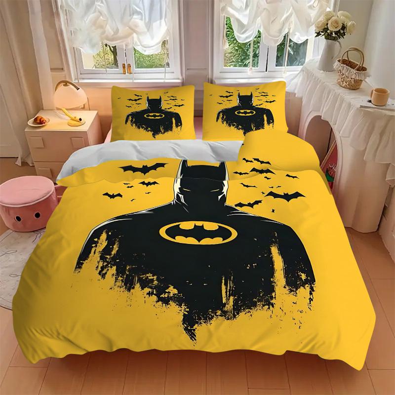 3pcs Batman Bedding Set, Soft Polyester Duvet Cover and Pillowcases Machine Washable Seasons all suitable & Guest Room Decor312