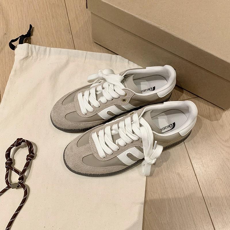 Sheii Su Yinyin Women's Retro Leather Color Block Casual Sneakers