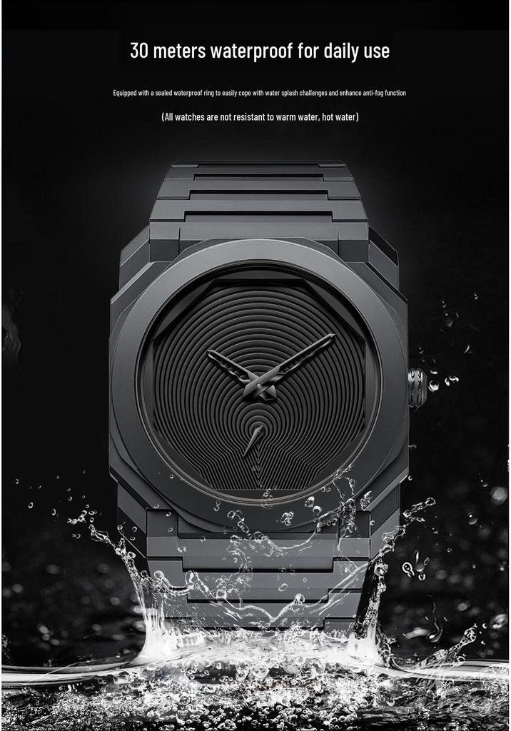 Binbang Octagonal Luxury Waterproof Men's Quartz Watch