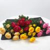 Multicolor Small Camellia Artifical Flower Silk Petals Floral Arrangement Decorative Flower Green Leaves Photo Props