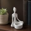 Portacandele Figurine Sedute Stampate 3D, Supporto per Candeline Tea Light Yoga Zen, Decorazione Minimalista per Scrivania e Scaffale, Regalo Mindfulness per Yogi